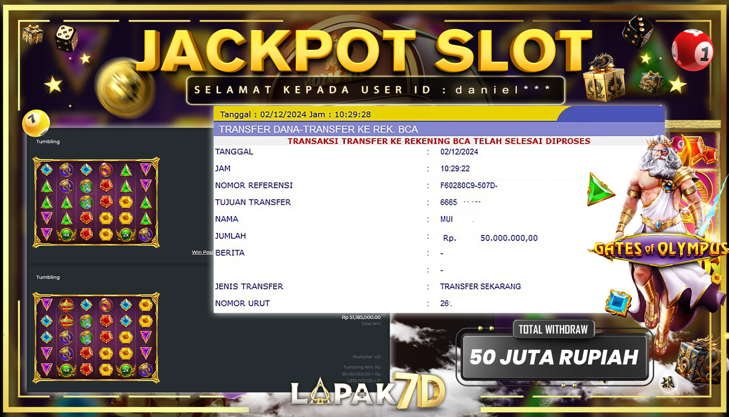 SLOT MANIA OLYMPUS 15000X – MENANG 50JUTA ??